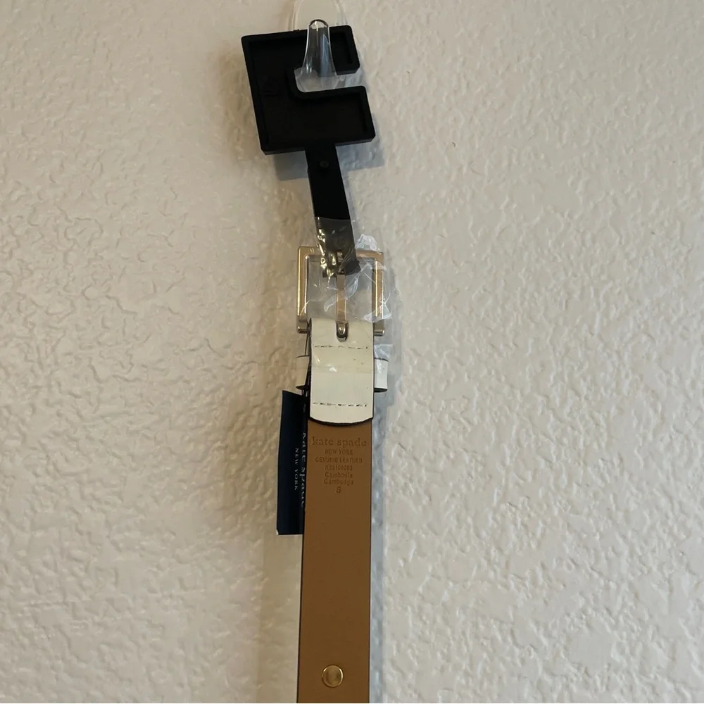 KATE SPADE NEW YORK WOMEN’S LEATHER BELT CREAM WITH GOLD STUDS LOGO SIZE Small - Picture 10 of 10